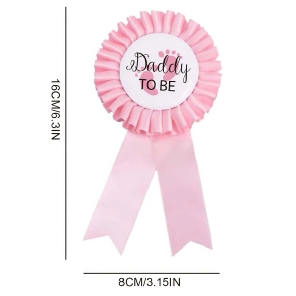 Mommy & Daddy To Be ribbon pins for girl (pink) - Picture 9 of 9